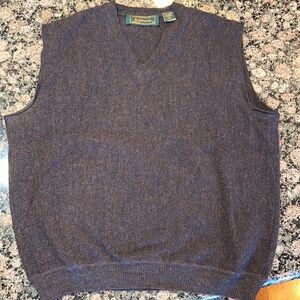 Vintage Peru unlimited alpaca and wool brown & blue V-neck sleeveless sweater